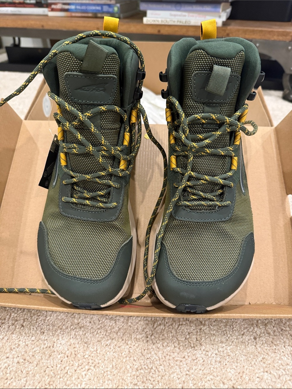 Altra Men's Olive Green and Yellow High-Top Trail Boots